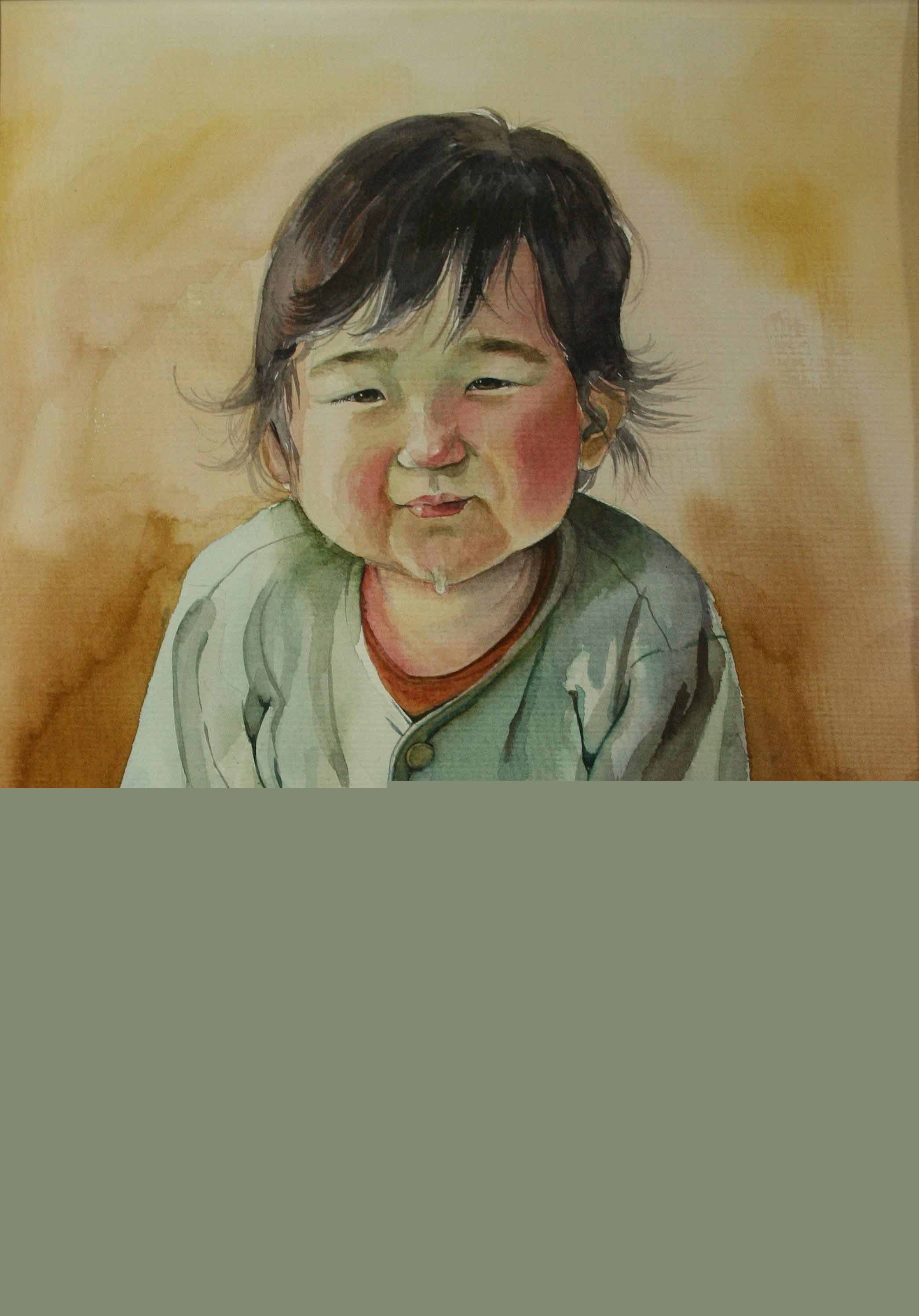 Aquarelle sur papier 38x27 - le repas de l’enfant
